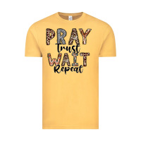 Vintage Mustard Pray Trust Wait Repeat Vintage Tee - CowhideDigitalArt