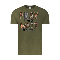 Vintage Olive Pray Trust Wait Repeat Vintage Tee - CowhideDigitalArt