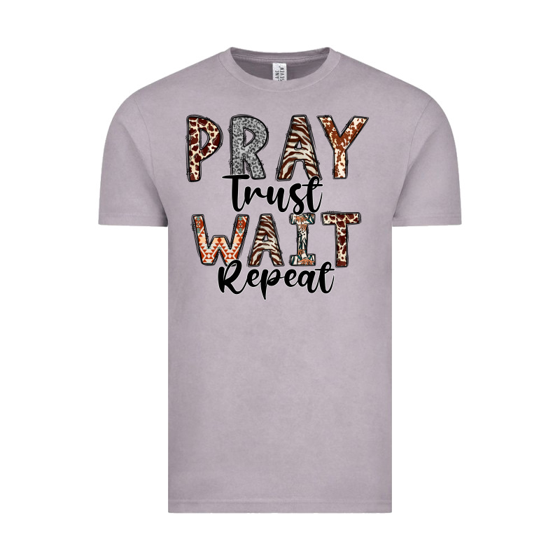 Pray Trust Wait Repeat Vintage Tee by CowhideDigitalArt | Teevron