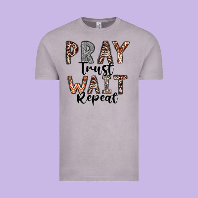 Pray Trust Wait Repeat Vintage Tee Designed By Cowhidedigitalart
