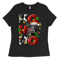 Black Christmas ho ho ho black angus Ladies Tee - LillyAllenDesigns