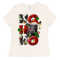 Bone Christmas ho ho ho black angus Ladies Tee - LillyAllenDesigns