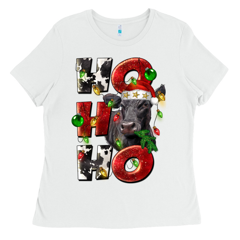 Christmas Ho Ho Ho Black Angus Ladies Tee by LillyAllenDesigns | Teevron