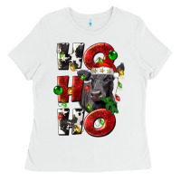 White Christmas ho ho ho black angus Ladies Tee - LillyAllenDesigns