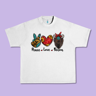 Peace Love Bison Urban Heavy Tee Designed By Ranaportraitstore