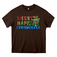 Chocolate Brown merry happy chrismukkah Heavy Core Tee - FaDigitalArtStudio