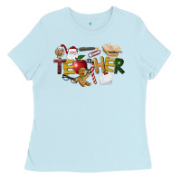 Baby Blue christmas teacher Ladies Tee - LillyAllenDesigns