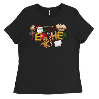 Black christmas teacher Ladies Tee - LillyAllenDesigns
