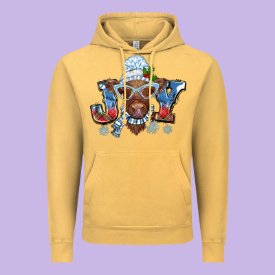 Christmas Snow Cow Joy Vintage Hoodie Designed By Barkaloodesign