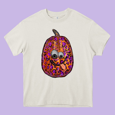 Watercolor Pumpkin Leopard Heavy Core Tee Designed By Ranaportraitstore