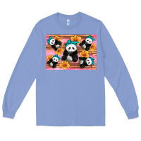 Colony Blue Baby panda flowers Long Sleeve Tee - Artiststas