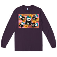 Plum Baby panda flowers Long Sleeve Tee - Artiststas