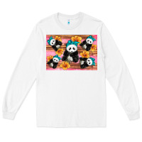 White Baby panda flowers Long Sleeve Tee - Artiststas