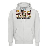 Dove Grey new mexico state cowhide serape cactus Zipper Hoodie - RanaPortraitStore