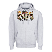 Heather Grey new mexico state cowhide serape cactus Zipper Hoodie - RanaPortraitStore