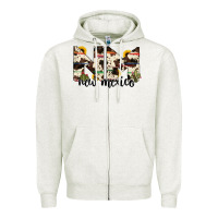 Oatmeal Heather new mexico state cowhide serape cactus Zipper Hoodie - RanaPortraitStore