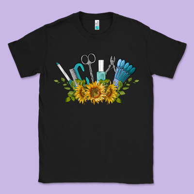 Nail Tools With Sunflower Classic Tee Designed By Barkaloodesign