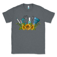 Charcoal Heather nail tools with sunflower Classic Tee - BarkalooDesign
