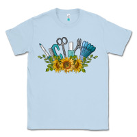 Dusty Blue nail tools with sunflower Classic Tee - BarkalooDesign