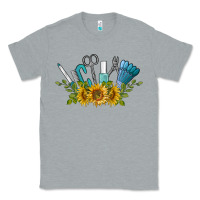 Heather Grey nail tools with sunflower Classic Tee - BarkalooDesign