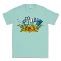 Seafoam nail tools with sunflower Classic Tee - BarkalooDesign