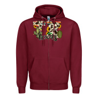 Burgundy texas state cowhide serape cactus Zipper Hoodie - RanaPortraitStore