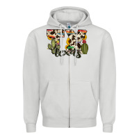 Dove Grey texas state cowhide serape cactus Zipper Hoodie - RanaPortraitStore