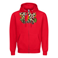Red texas state cowhide serape cactus Zipper Hoodie - RanaPortraitStore