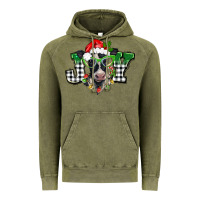 Vintage Olive Christmas joy black and white cow Vintage Hoodie - BarkalooDesign