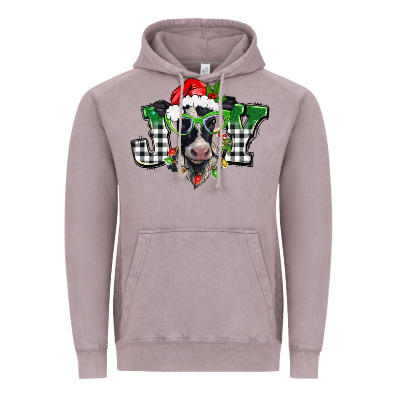 Christmas Joy Black And White Cow Vintage Hoodie by BarkalooDesign | Teevron