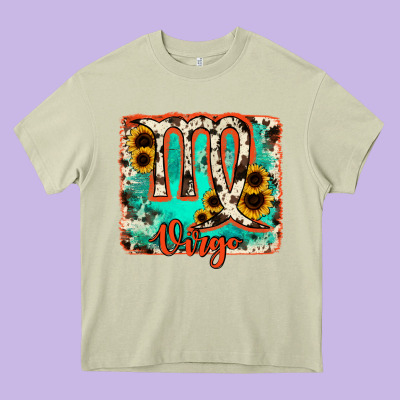 Virgo Turquoise Cowhide Heavy Core Tee Designed By Ranaportraitstore