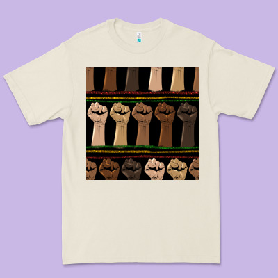 Melanin Rised Fist Seamless Pattern Premium Tee Designed By Bundleandbundleshop