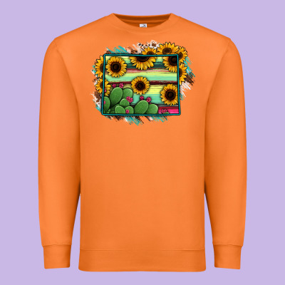 Wyoming Map Sunflower Cactus Serape Premium Sweatshirt Designed By Ranaportraitstore