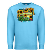 Ocean Blue wyoming map sunflower cactus serape Premium Sweatshirt - RanaPortraitStore