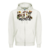 Oatmeal Heather mexico state cowhide serape cactus Zipper Hoodie - RanaPortraitStore