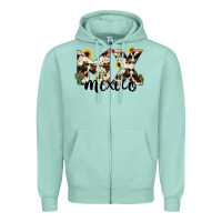 Seafoam mexico state cowhide serape cactus Zipper Hoodie - RanaPortraitStore