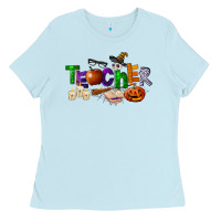 Baby Blue halloween teacher Ladies Tee - LillyAllenDesigns