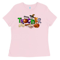 Bubblegum Pink halloween teacher Ladies Tee - LillyAllenDesigns