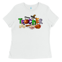 White halloween teacher Ladies Tee - LillyAllenDesigns