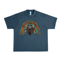 Midnight Navy western rainbow with bison Urban Heavy Tee - RanaPortraitStore