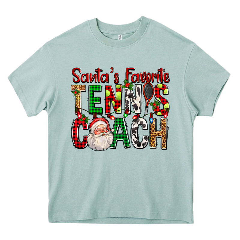 Santa's Favorite Tennis Coach For Christmas Heavy Core Tee by FaDigitalArtStudio | Teevron