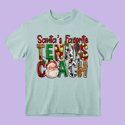 Santa's Favorite Tennis Coach For Christmas Heavy Core Tee Designed By Fadigitalartstudio