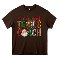 Chocolate Brown Santa's Favorite Tennis Coach For Christmas Heavy Core Tee - FaDigitalArtStudio