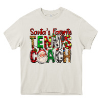 Cream Santa's Favorite Tennis Coach For Christmas Heavy Core Tee - FaDigitalArtStudio