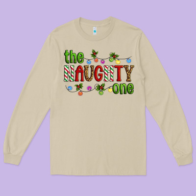 The Naughty One Christmas Long Sleeve Tee Designed By Artiststas