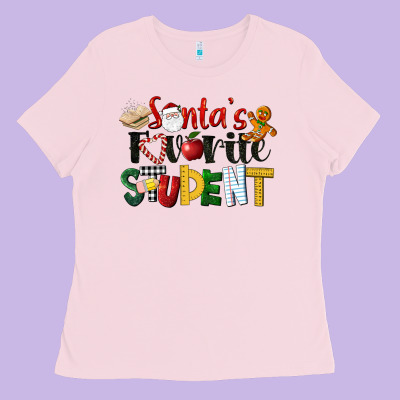 Santa's Favorite Student Christmas Ladies Tee Designed By Lillyallendesigns