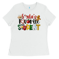 White santa's favorite student christmas Ladies Tee - LillyAllenDesigns