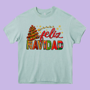 Feliz Navidad With Sombrero Tree Heavy Core Tee Designed By Bundleandbundleshop
