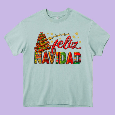 Feliz Navidad With Sombrero Tree Heavy Core Tee Designed By Bundleandbundleshop