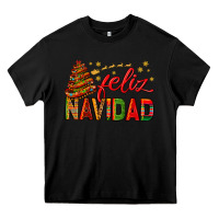 Black Feliz Navidad With Sombrero Tree Heavy Core Tee - BundleAndBundleShop